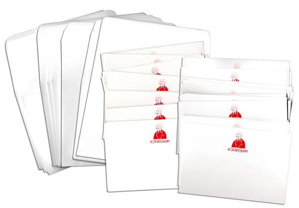 Captain Kangaroo Logo Note Cards -- 135 Pieces of Bob Keeshan's Blank Personal Stationery Cards -- Printed With His Name & Cartoon Image in Red