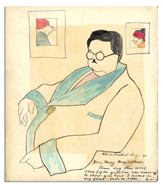Caricaturist William Auerbach-Levy Signed Self-Portrait With Inscription