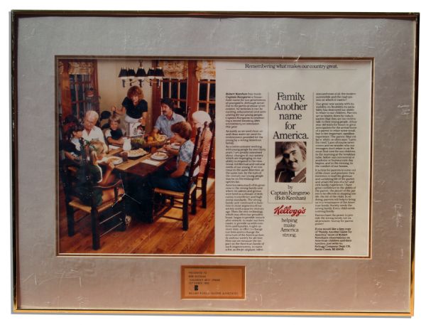 Captain Kangaroo Award From Kellogg's Ad Agency in 1982 -- the Cereal Company That Captain Kangaroo Sponsored