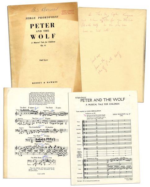 Captain Kangaroo Signed & Notated Music to ''Peter and the Wolf''