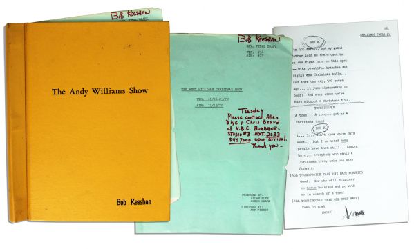 Captain Kangaroo ''Andy Williams Christmas Show'' Notated & Bound Script From the 1970 Special