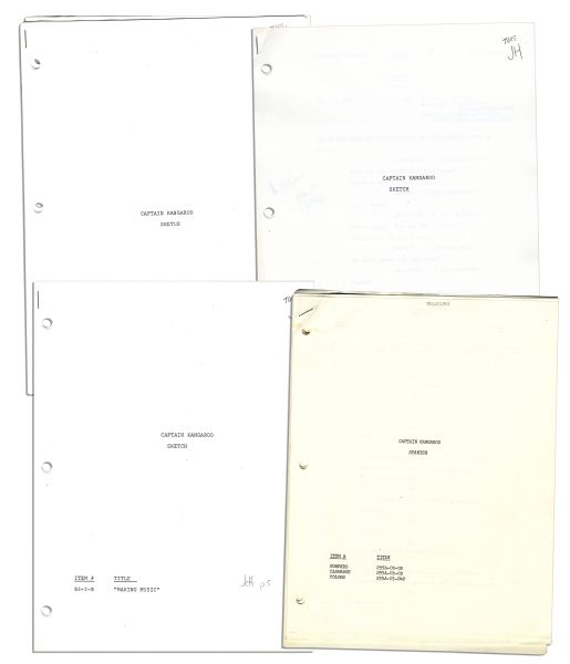 Production-Used Captain Kangaroo Sketch Scripts -- Lot of 4