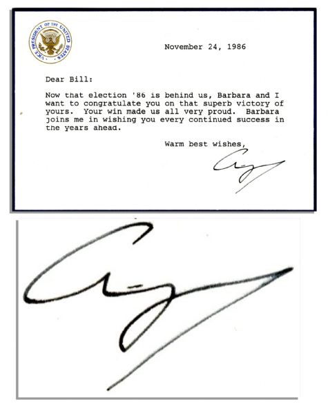 George H.W. Bush Typed Letter Signed as Vice President -- ''...Now that election '86 is behind us...''