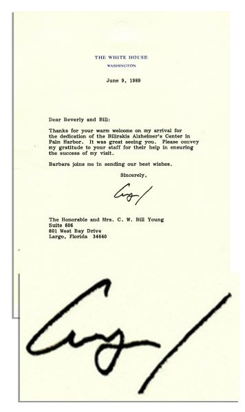 George H.W. Bush Typed Letter Signed as President -- ''...Thanks for your warm welcome on my arrival...''
