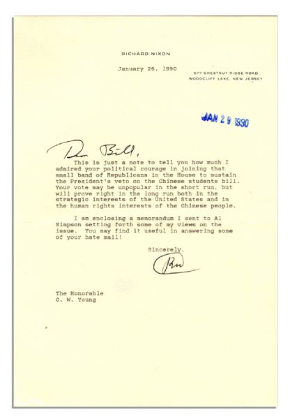 Richard Nixon Typed Letter Signed -- ''...You may find it useful in answering some of your hate mail!...''
