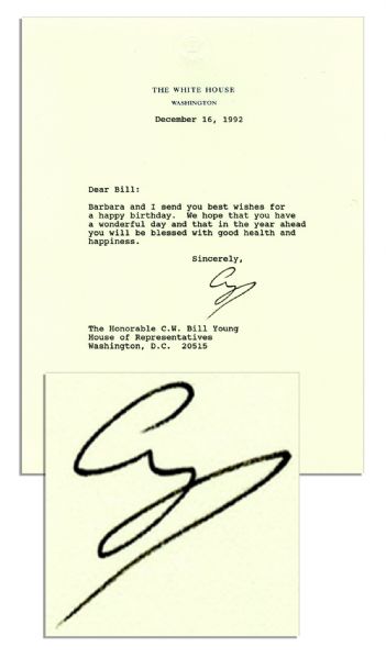 George H.W. Bush Sends Birthday Wishes to Congressman Bill Young as President -- December 1992