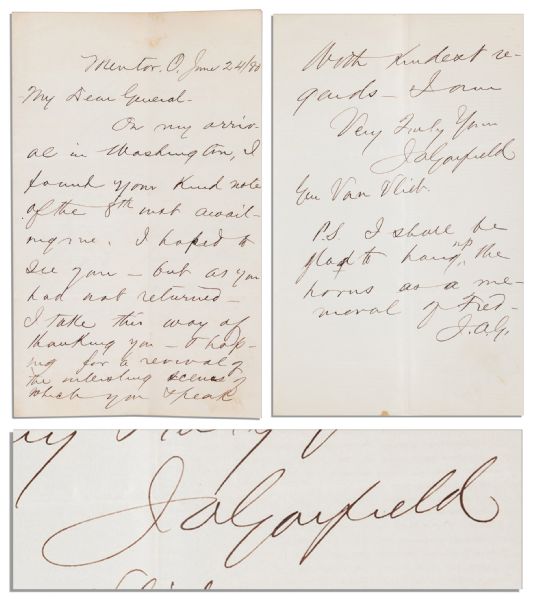 James Garfield Autograph Letter Signed -- ''...revival of the interesting scenes of which you speak...'' -- 24 June 1880