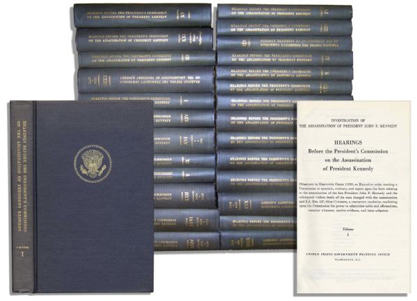 26 Volume Set of the Warren Committee's ''Investigation of the Assassination of President John F. Kennedy, Hearings Before the President's Commission on the Assassination of President Kennedy''