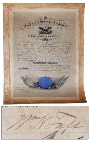 President William Taft Document Signed With Naval Seal -- Dated 28 June 1912