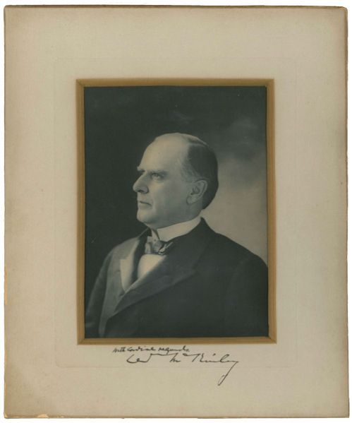William McKinley Signed Photo Display -- With Bas-Relief Portrait