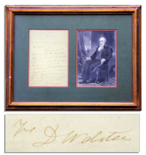 Daniel Webster Autograph Letter Signed -- Regarding the Webster-Ashburton Treaty That He Negotiated, Resolving Several Border Disputes Between the U.S. & British Colonies in Canada