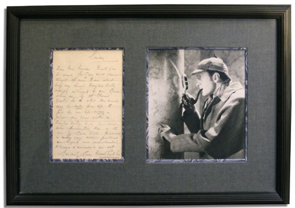 Basil Rathbone Autograph Letter Signed -- ''...the eternal question for the artist...What you have written...is in some ways more provocative than in the case of Oscar Wilde...''
