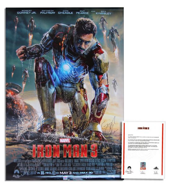 Rare ''Iron Man 3'' Signed Movie Poster -- Includes Robert Downey Jr., Stan Lee, Gwyneth Paltrow & Jon Favreau -- Limited 1 of 50