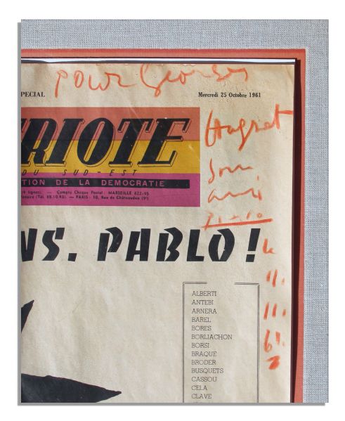 Pablo Picasso Signed 14.75'' x 22.5 Poster -- 1961