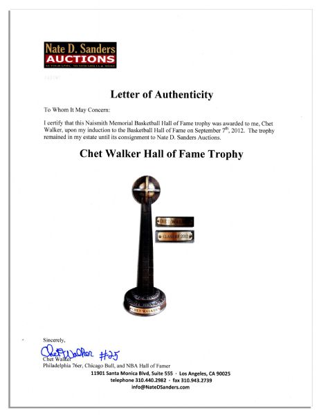 Chet ''The Jet'' Walker's Hall of Fame Trophy -- Fine