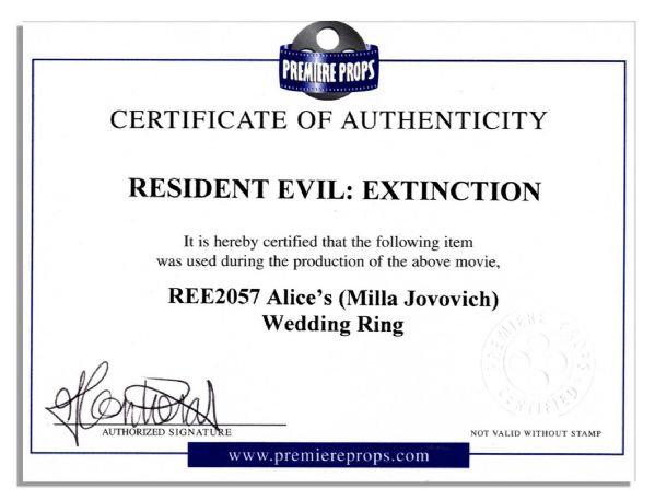 Milla Jovovich Wedding Band From ''Resident Evil: Extinction''