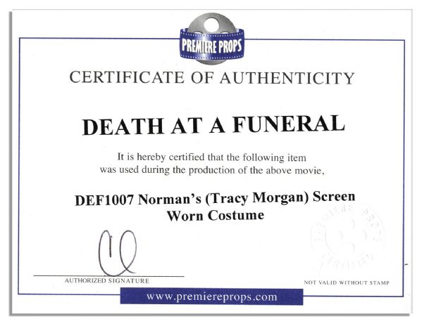 Tracy Morgan Screen-Worn T-Shirt From the 2007 Film ''Death at a Funeral'' 