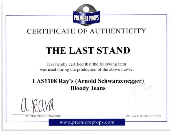 Fake Bloody Jeans From Arnold Schwarzenegger's Action Movie ''The Last Stand''
