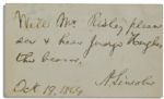 Abraham Lincoln Autograph Note Signed as President -- Note Was Written to Facilitate an Intriguing Plan That Could Have Altered the Course of the Civil War