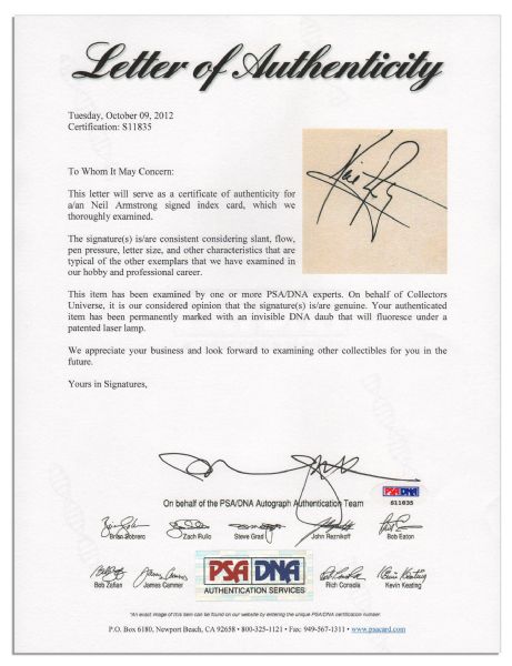 Neil Armstrong Bold Signature -- With PSA/DNA COA
