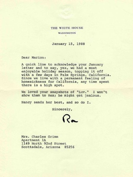 Ronald Reagan Typed Letter Signed as President -- Composed on White House Stationery