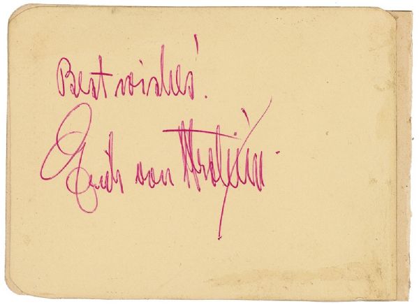 Silent Film Actor and Director Erich von Stroheim Signature