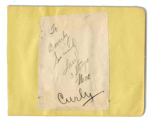 Signatures of All Three Stooges Including Curly Howard