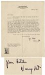 Dwight D. Eisenhower WWII-Dated Typed Letter Signed -- To His Brother, Edgar -- ...I think you should not try to mould plans around the possibility of a bombing raid...