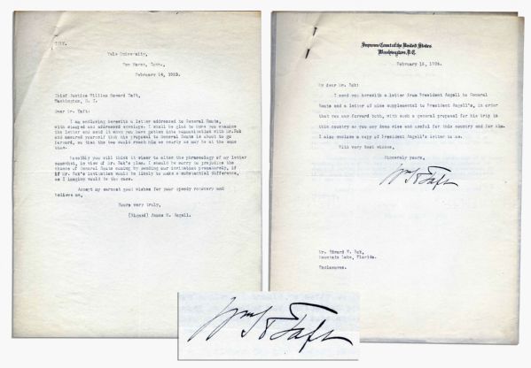 William Taft Typed Letter Signed as Chief Justice -- Regarding a Visit by the South African Prime Minister -- He Asks Edward Bok to Compose ''...a general proposal for his trip in this country...''