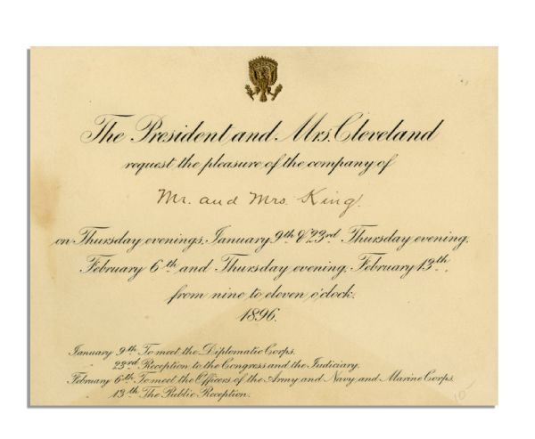 Grover Cleveland 1896 White House Invitation 