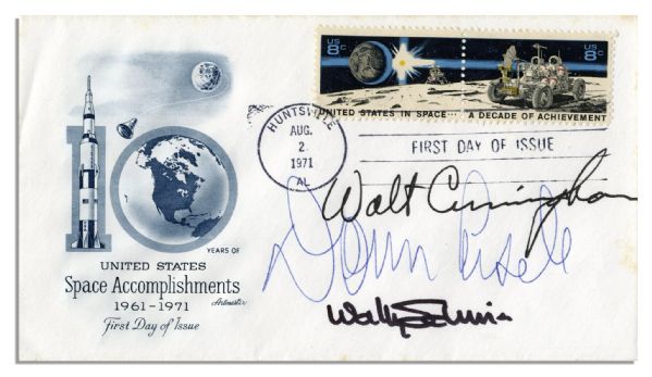 Apollo 7 First Day Cover Signed by Walt Cunningham, Donn Eisele & Wally Schirra
