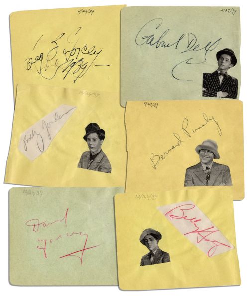Autograph Album Pages Signed by Leo Gorcey and Four of the ''Dead End Kids''
