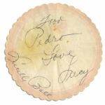 Lucille Ball Signature on Verso of a Paper Coaster