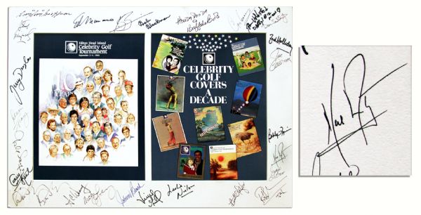 Neil Armstrong Signed Mat With 26 Other Public Figures From a 1988 Celebrity Golf Tournament