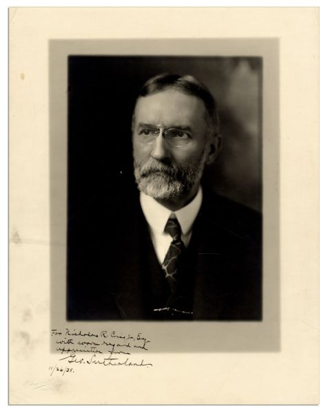Supreme Court Justice George Sutherland Signed Photo & Signed Letter -- ''...if I were your father I should be very proud...I am...sending you a photograph taken...before I went on the bench...''