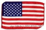 Apollo 15 Flown 6.25 x 4.25 American Flag -- Signed by NASA Astronaut Al Worden