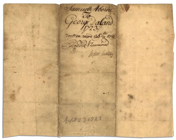 Salem Witch Trials Participant Stephen Sewall 1723 Document Signed -- Clerk for the Infamous Court That Conducted the Worst of the Deadly Colonial Witch-Hunt Trials
