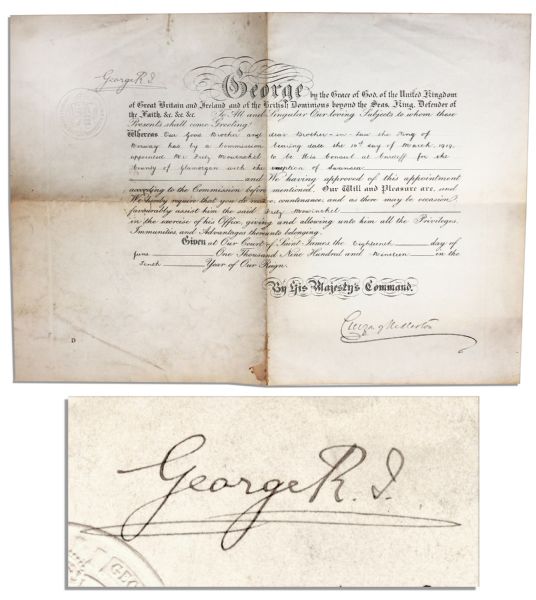 King George V Document Signed From 1919