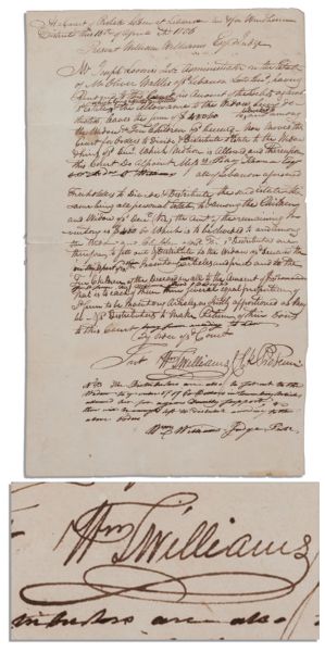 Declaration of Independence Signer William Williams Autograph Note Signed
