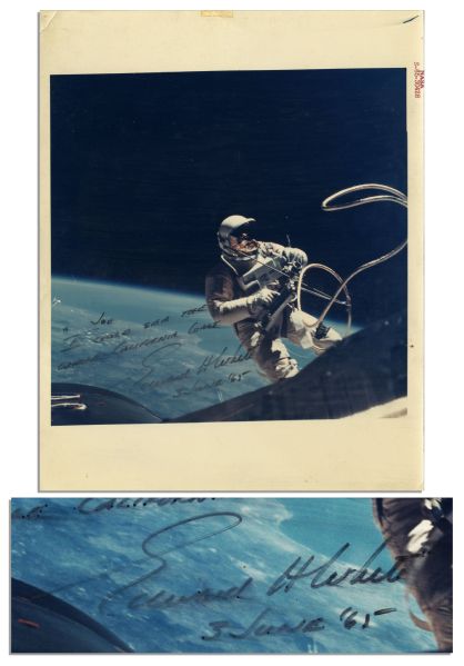 Edward White Signed 8 x 10 Space Walk Photo, Inscribed With His Famous Quote -- I could see the whole California Coast