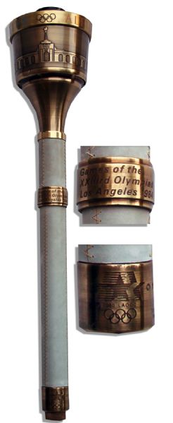 Olympic Torch From the 1984 Los Angeles Summer Games -- Inscribed With Olympic Motto