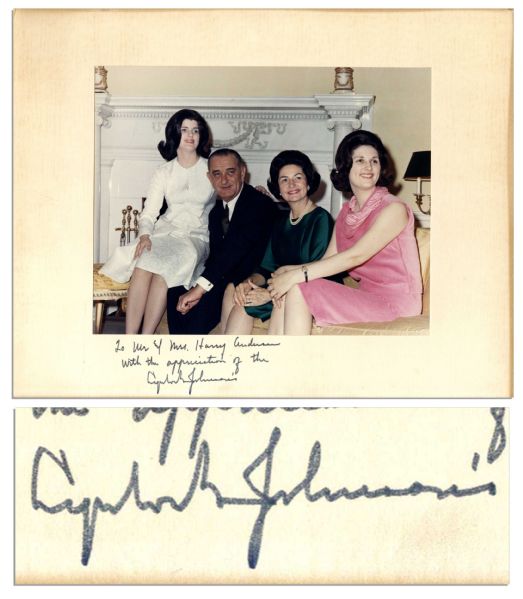Lyndon B. Johnson Signed Photo Display