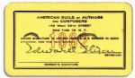 Milton Berles Membership Card to The American Guild of Authors & Composers From 1962