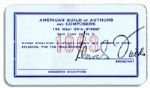 Milton Berles Membership Card to The American Guild of Authors & Composers From 1963