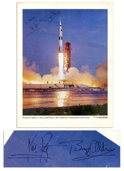 Neil Armstrong & Buzz Aldrin Signed 11'' x 14'' Photo of the Apollo 11 Launch
