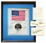 Apollo 11 Space-Flown Flag -- Affixed to a NASA Certificate Signed by Each of the Apollo 11 Crew Members: Neil Armstrong, Michael Collins & Buzz Aldrin -- Very Scarce