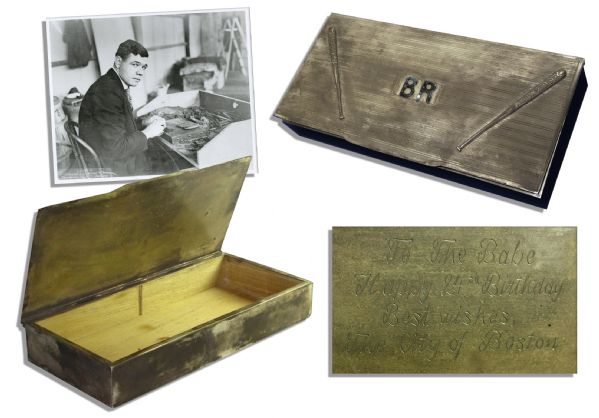 Babe Ruth's Custom Sterling Silver Humidor Gifted by the City of Boston -- Engraved ''BR'' and ''Boston Red Sox''