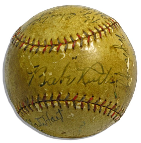 Babe Ruth Baseball Signed -- Also Signed by a Dozen Others Including 8 of the Legendary 1927 New York Yankees, Plus Inaugural HOFer Grover Cleveland Alexander -- With PSA/DNA & JSA COA's