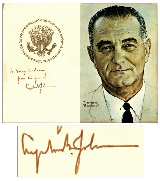 Lyndon B. Johnson Signed Norman Rockwell Portrait