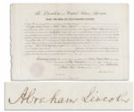 Abraham Lincoln 1863 Political Appointment Signed as President -- With Full Signature